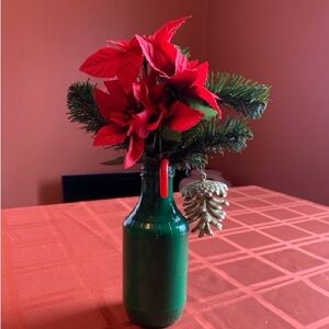 Hand painted vase with Christmas accents